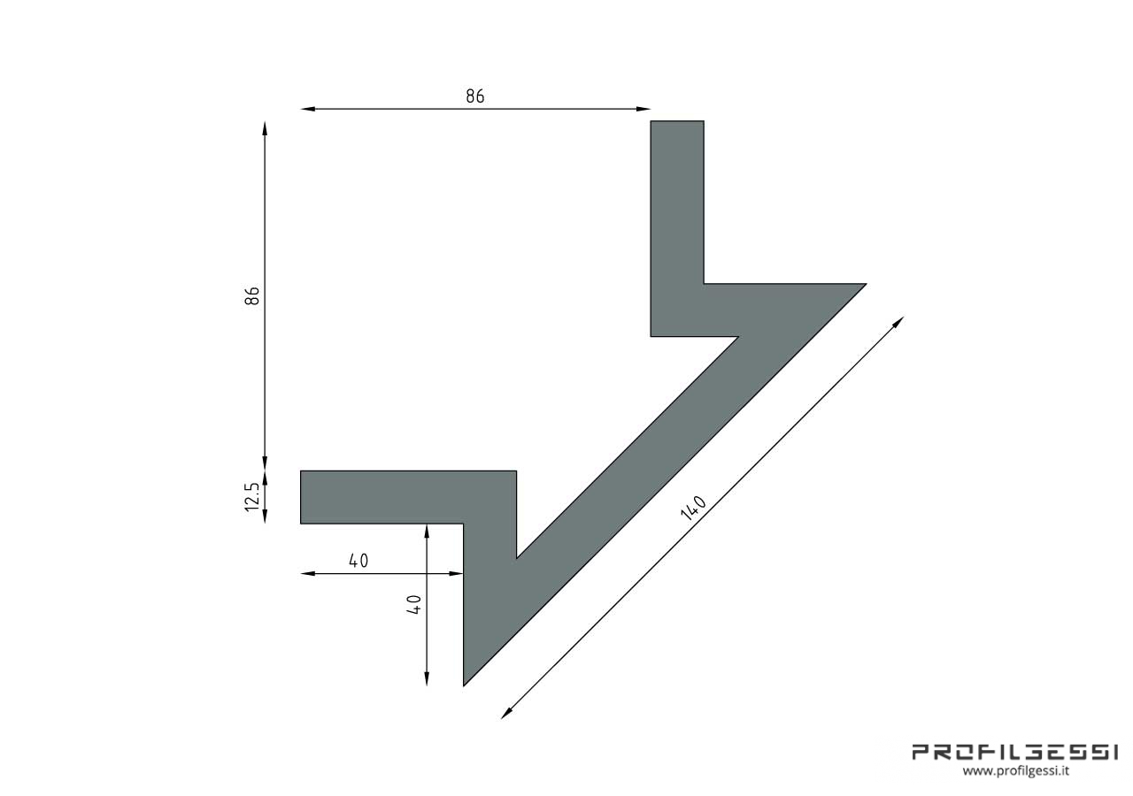 Profilo led angolo sezione inclinata-1327