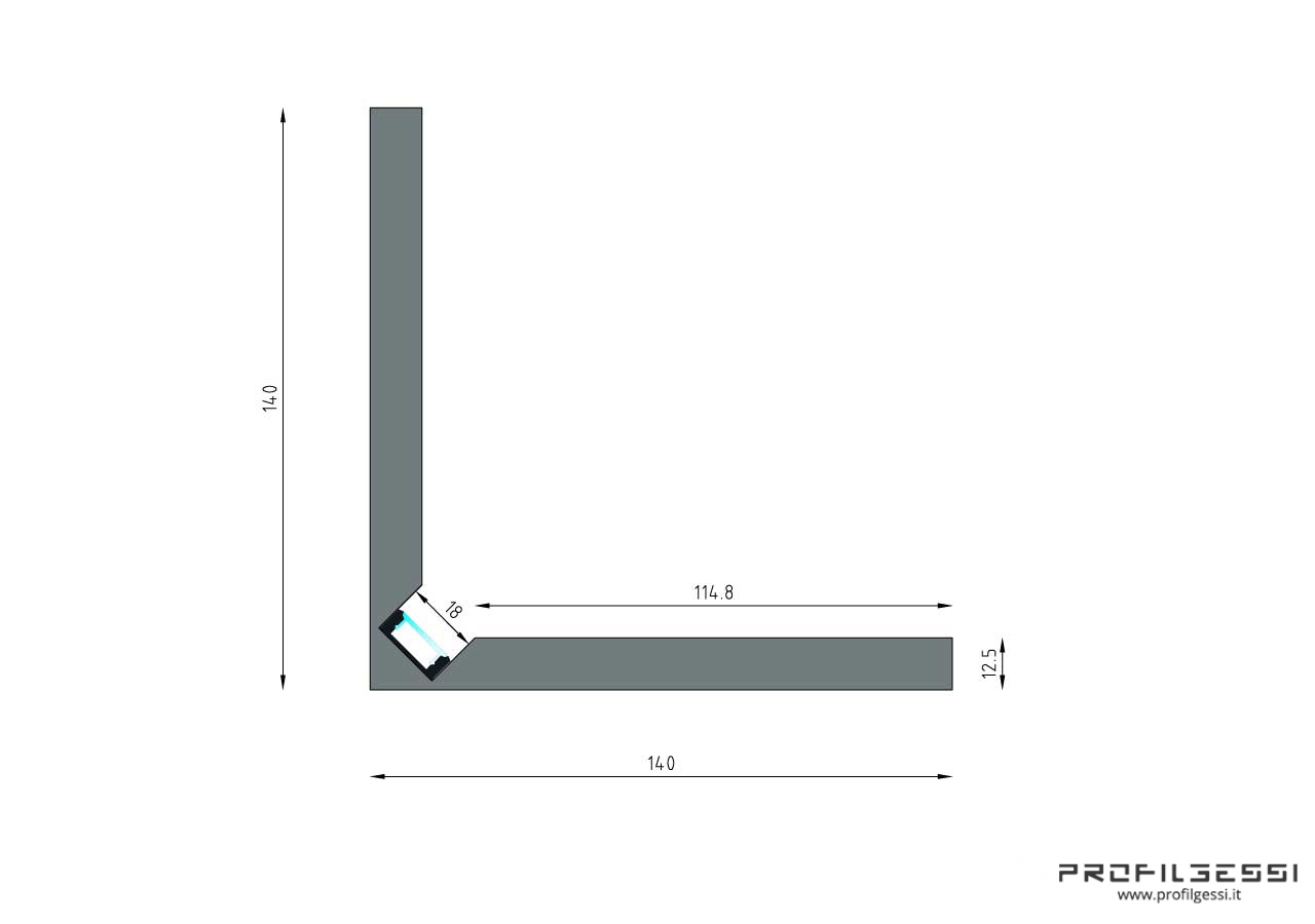 Profilo Led Luce diretta in angolo-1357