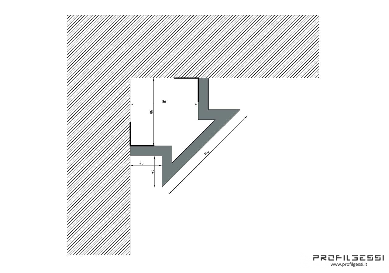 Profilo led angolo sezione inclinata-1323